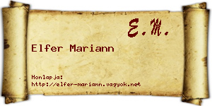 Elfer Mariann névjegykártya